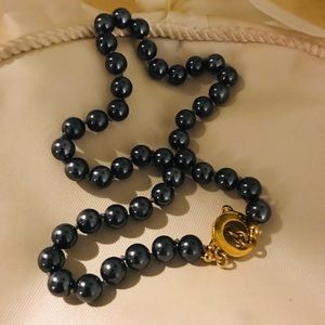 CAROLEE Black & Grey Glass Faux Pearl Choker